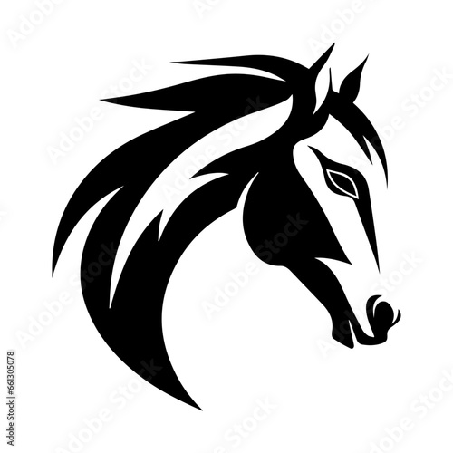 Fototapeta Naklejka Na Ścianę i Meble -  horse, vintage logo line art concept black and white color, hand drawn illustration