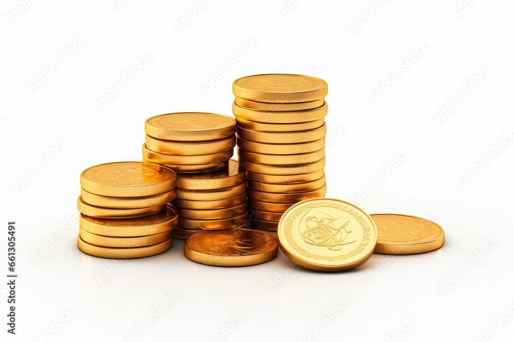 stack of gold coins isolated on white background stack of gold coins isolated on white background