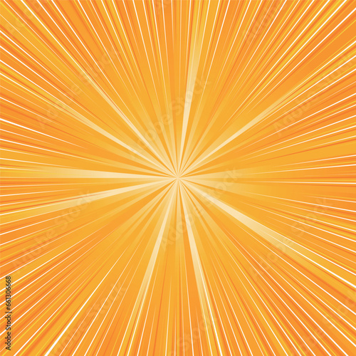 背景素材 オレンジ色 輝く集中線の注目背景 閃光 輝き 爆発 優勝 勝利 漫画表現 放射状