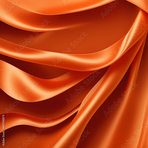 Abstract orange color ribbons, Abstract silk fabric with smooth, illustration. ai generative