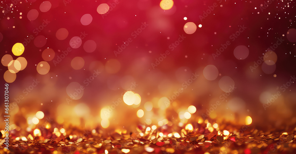 gold and red glitter with bokeh effect. generative AI gold and red glitter with bokeh effect. generative AI