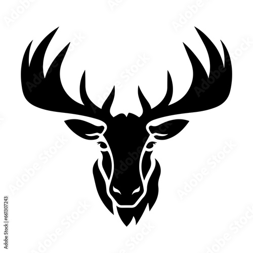 illustration of a deer head  grunge  silhouette isolated on white  eps10 vector  hand drawn portrait