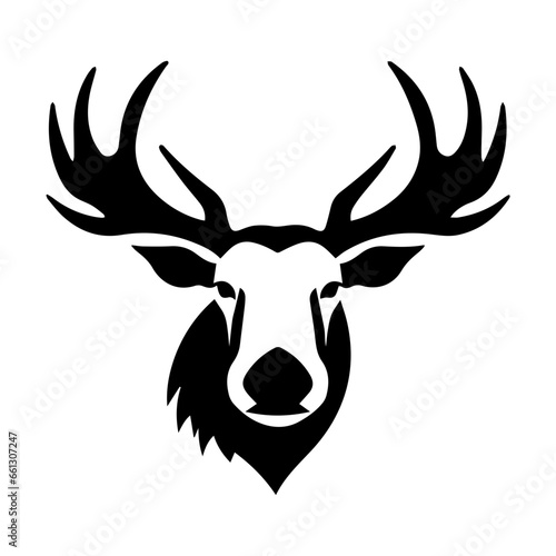 illustration of a deer head, grunge, silhouette isolated on white, eps10 vector, hand drawn portrait