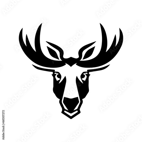 illustration of a deer head  grunge  silhouette isolated on white  eps10 vector  hand drawn portrait