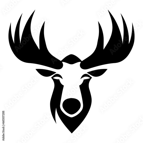 illustration of a deer head, grunge, silhouette isolated on white, eps10 vector, hand drawn portrait photo