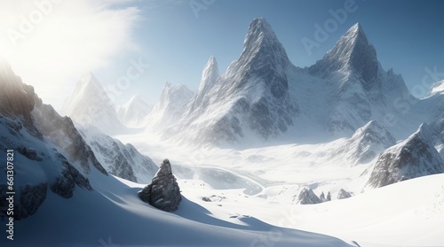 Landscape with mountains and snow