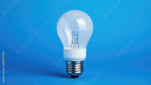 light bulb on blue background. Generative AI
