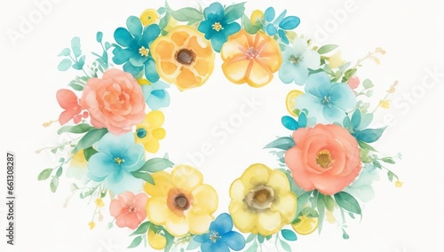 Watercolor round flowers