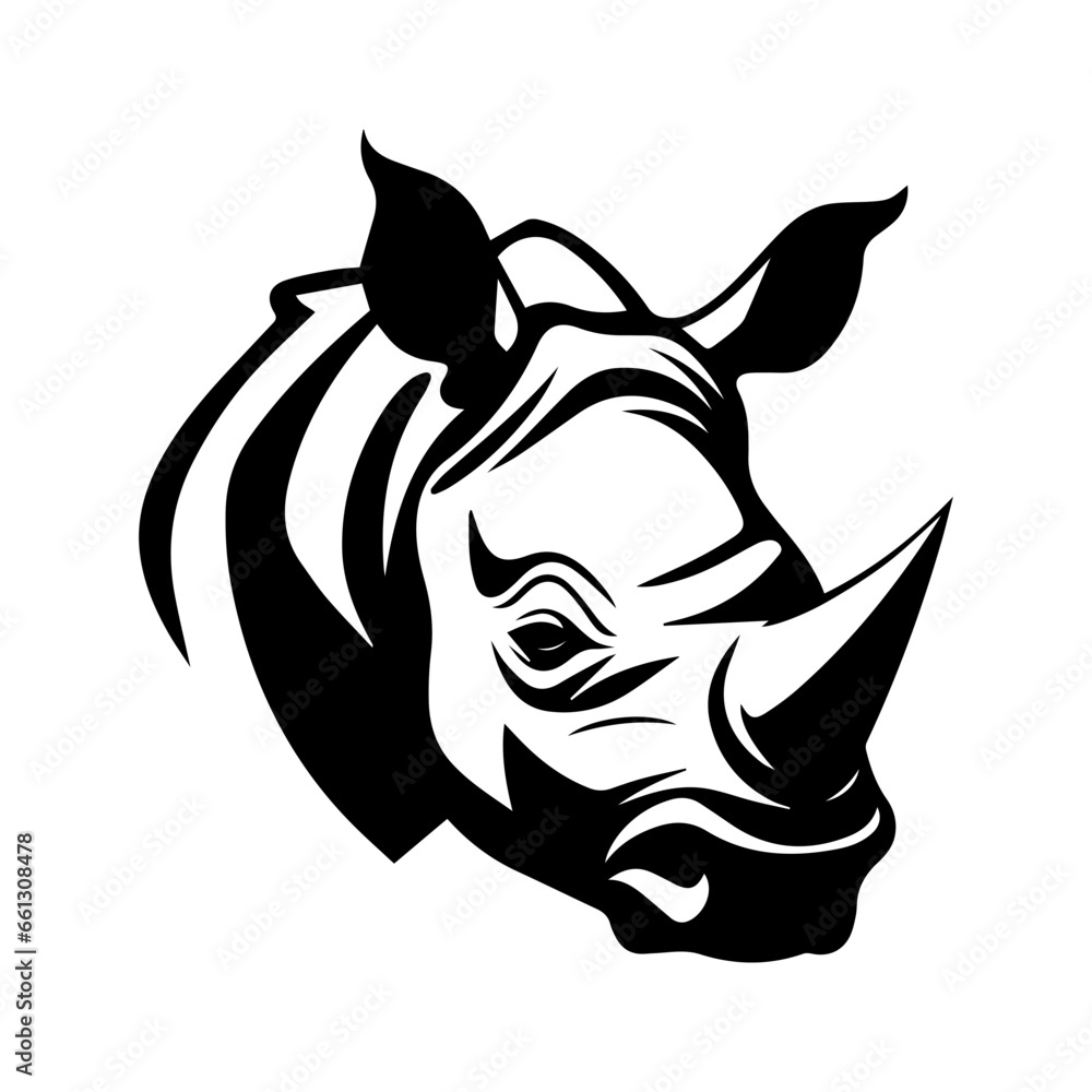 Rhinoceros head tattoo, tattoo illustration, vector on a white background. Rhinoceros head tattoo, tattoo illustration, vector on a white background.
