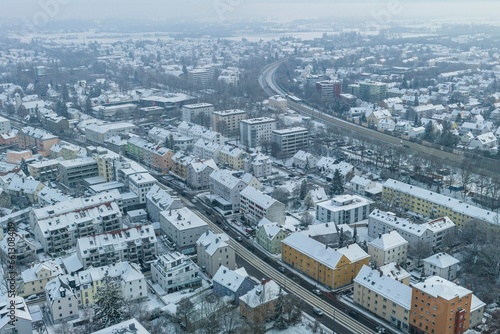 Winterlich trüber Dezembertag über Augsburg-Hochzoll