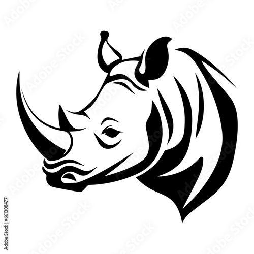 Rhinoceros head tattoo, tattoo illustration, vector on a white background.