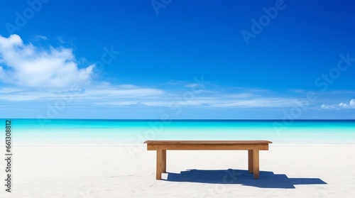 Wooden table on the beach