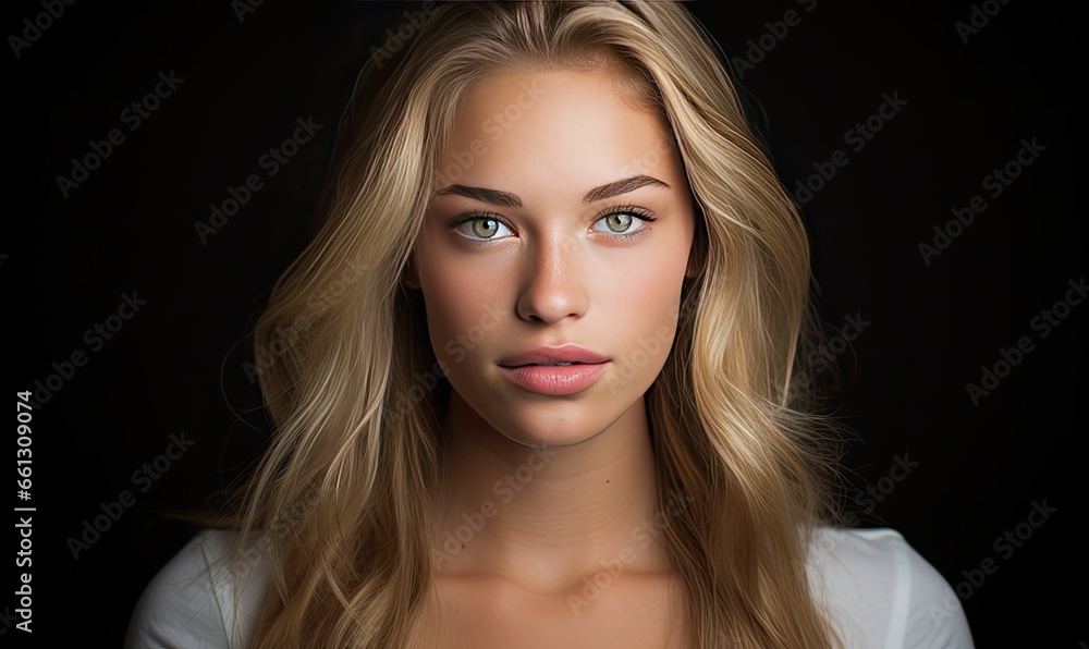 A woman with long blonde hair and blue eyes A woman with long blonde hair and blue eyes