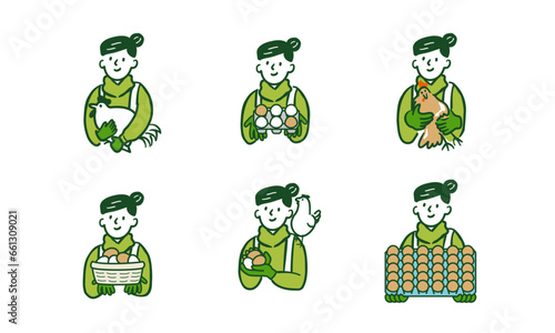 養鶏農家の女性　セット