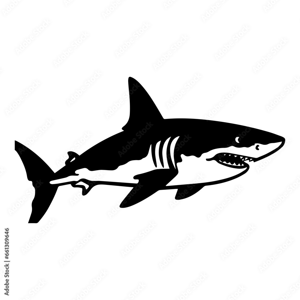 Graphical hand-drawn sharks isolated on white background, vector illustration Graphical hand-drawn sharks isolated on white background, vector illustration
