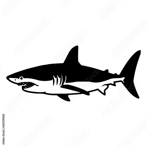 Graphical hand-drawn  sharks isolated on white background, vector illustration