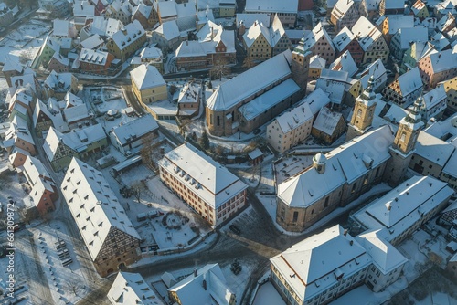Ausblick auf die Altstadt der Hopfenstadt Spalt im Winter