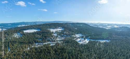 Bischofsmais im vorderen Bayerwald im Winter, Blick in die waldreiche Region nahe Habischried