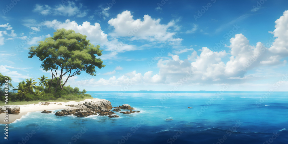 Fototapeta premium deserted island and blue sky