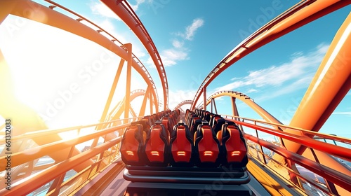 A roller coaster track in the park