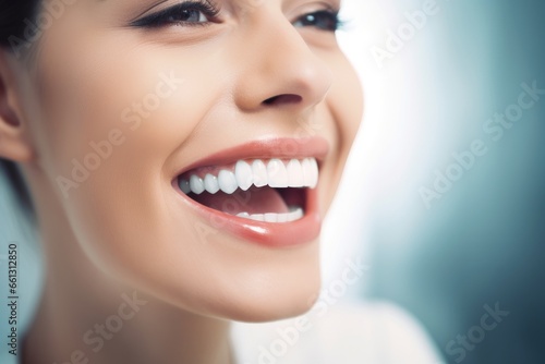 Perfect white smile woman  AI generated