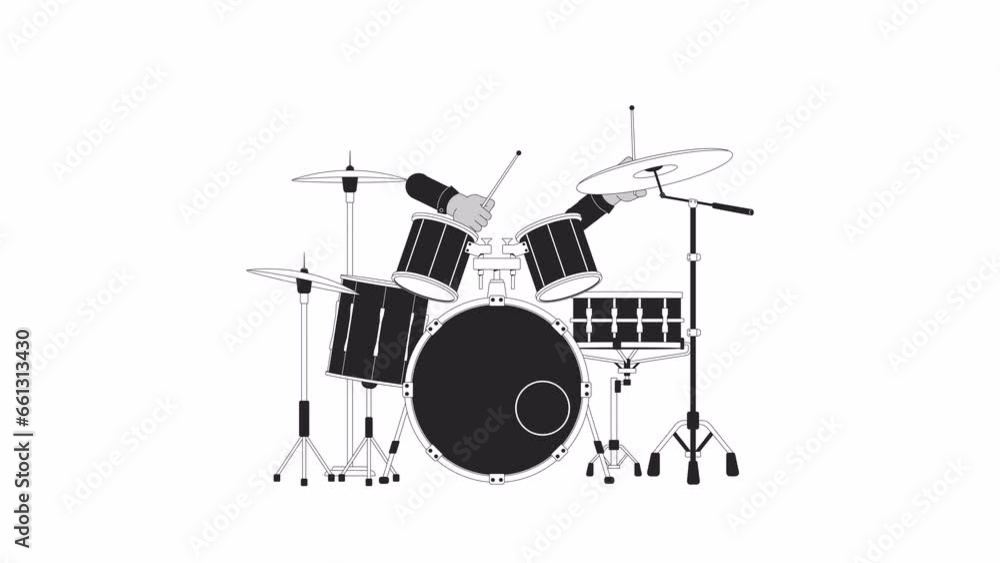 Percussion Instruments 2d Drums hands rhythm movement bw outline 2D character hands animation ...