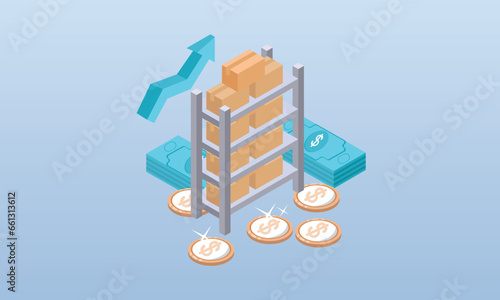 Online shop business. Small Medium Enterprises. improvement of services and products.on blue background.3D design.isometric vector design Illustration.