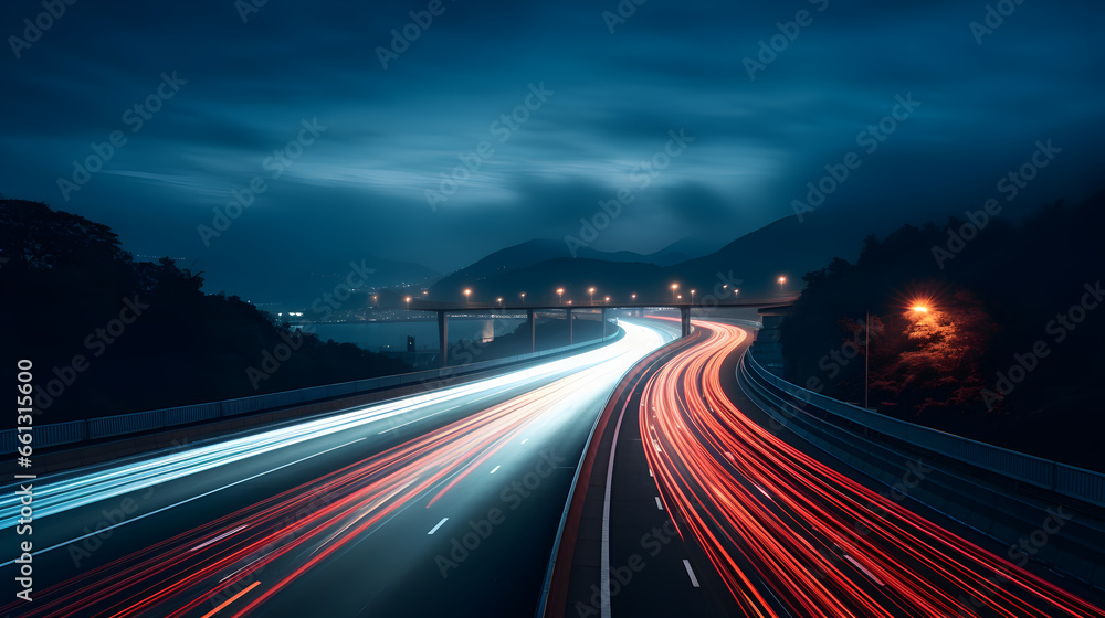 Long exposure photo of a express highway at night Long exposure photo of a express highway at night