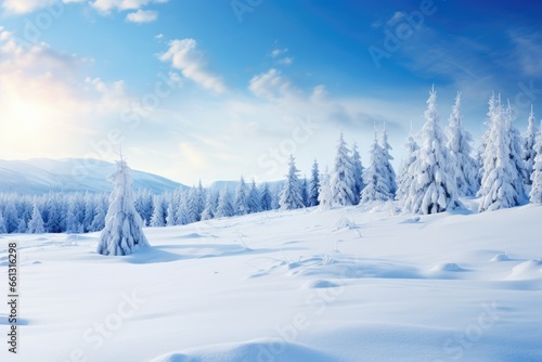 Christmas background snow covered trees