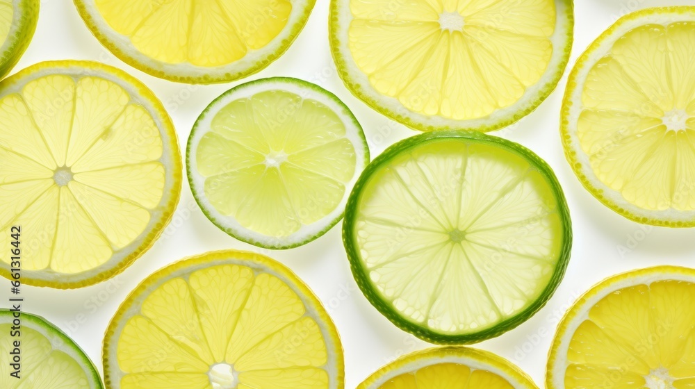 Sliced lemons and limes arranged in a symmetrical design for a zesty presentation.