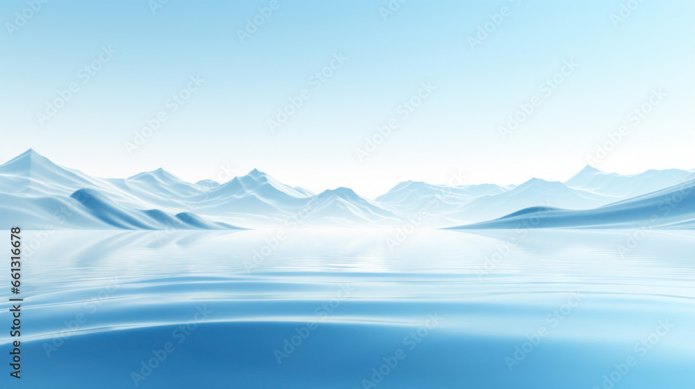 Peaceful calm landscape in blue colors