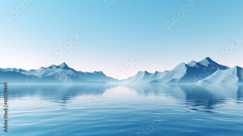 Peaceful calm landscape in blue colors