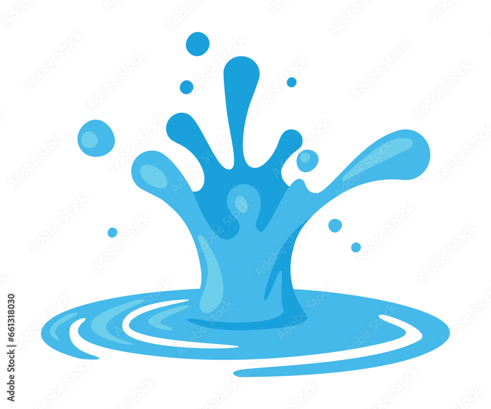 Blue Water Splash as Aqua Motion with Drops Vector Illustration Blue Water Splash as Aqua Motion with Drops Vector Illustration