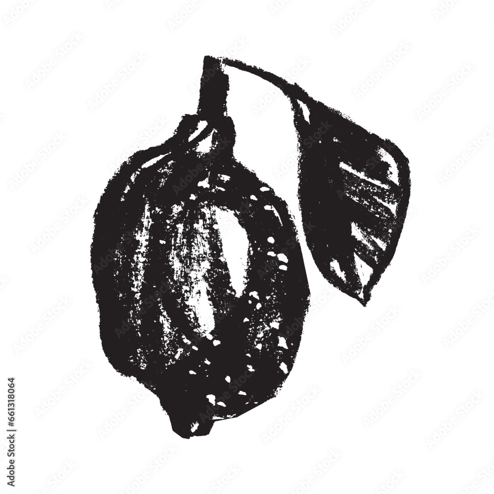 Vector lemon symbol. Citrus fruit icon in trendy hand drawn doodle ...