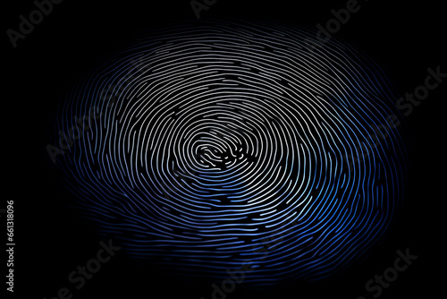 abstract fingerprint that appears as though it's pressing onto a touchscreen, signifying the tactile interaction of fingerprints in modern tech. Photo
