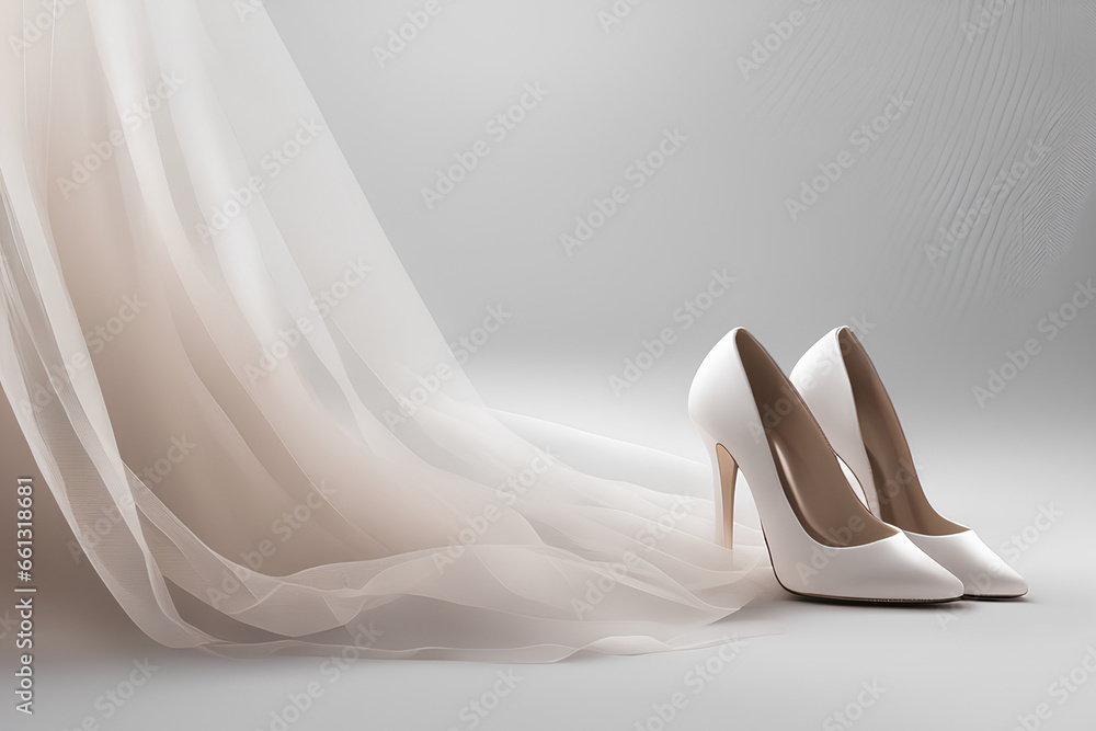 custom made wallpaper toronto digitalWedding shoes placed at the end of the dress.generative ai