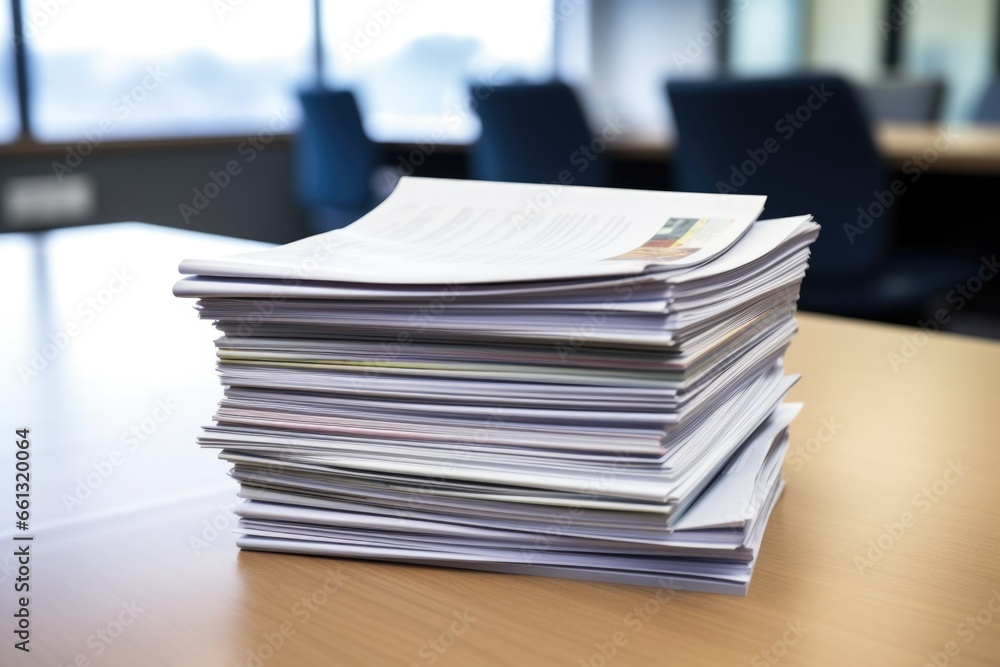 stack of pamphlets on a clean desk stack of pamphlets on a clean desk