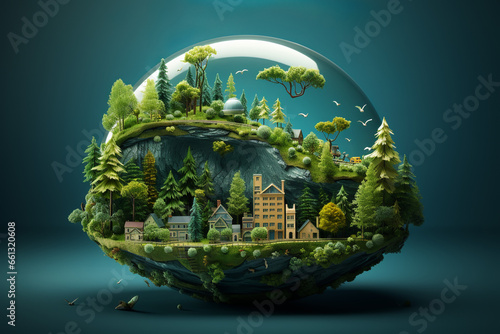 World environment and Earth Day concept with eco friendly enviroment. © erika8213