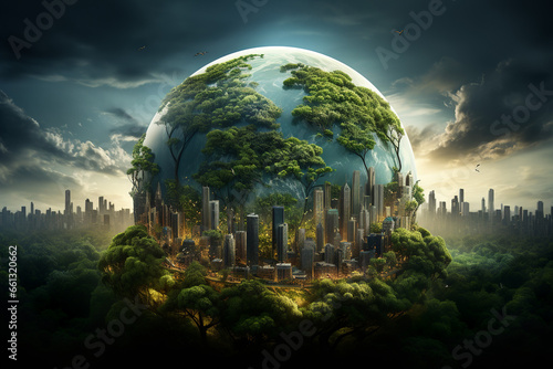 World environment and Earth Day concept with eco friendly enviroment. photo