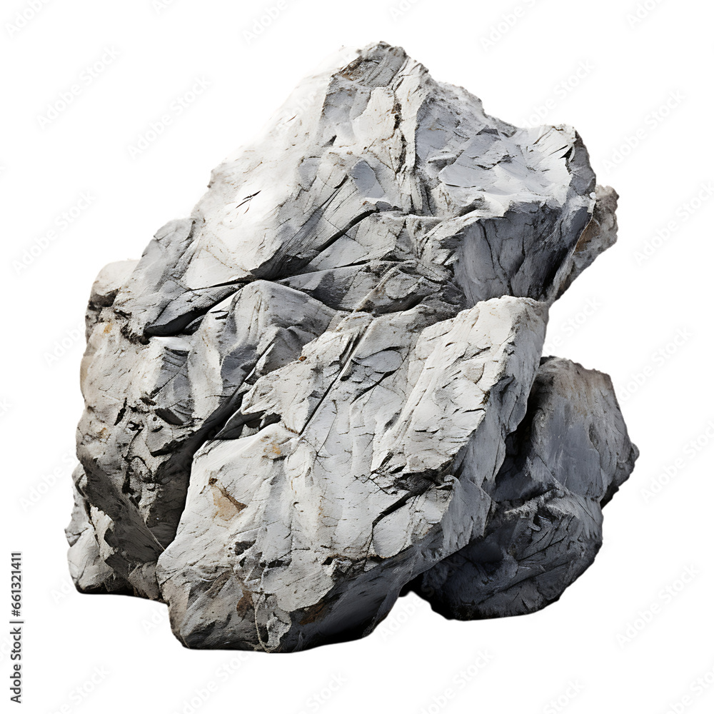 Concrete Rock Shape Isolated on Transparent or White Background, PNG