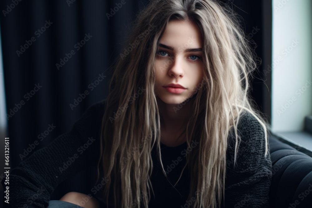 Young grunge woman in urban clothes Young grunge woman in urban clothes