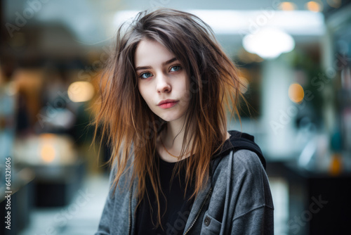 Young grunge woman in urban clothes
