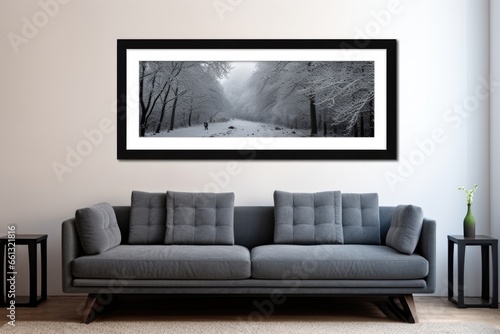winter landscape photography hanging in a sophisticated black frame
