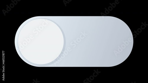 Animation of toggle switch. slider button turning grey and blue. on or off concept.