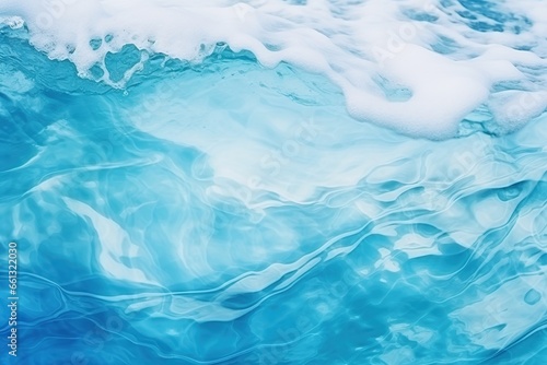 Blue water surface with foam. Abstract background and texture for design.