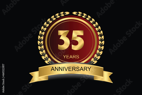 35 years anniversary vector icon, logo. Design element with modern graphic style.