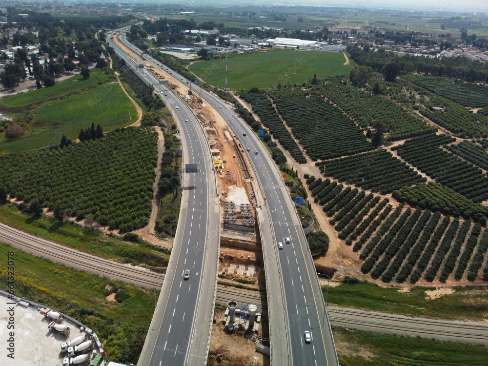 Road in Israel drone footage.