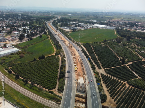 Road in Israel drone footage.