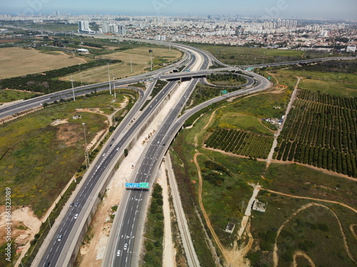 Road in Israel drone footage.