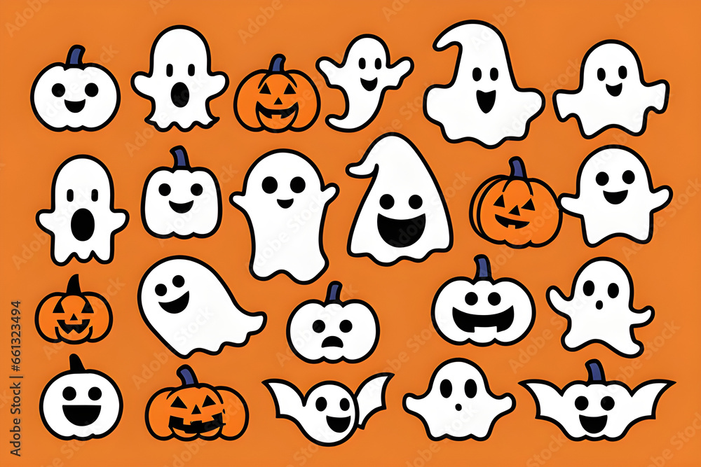 cute pumpkins and ghosts in Halloween cute pumpkins and ghosts in Halloween